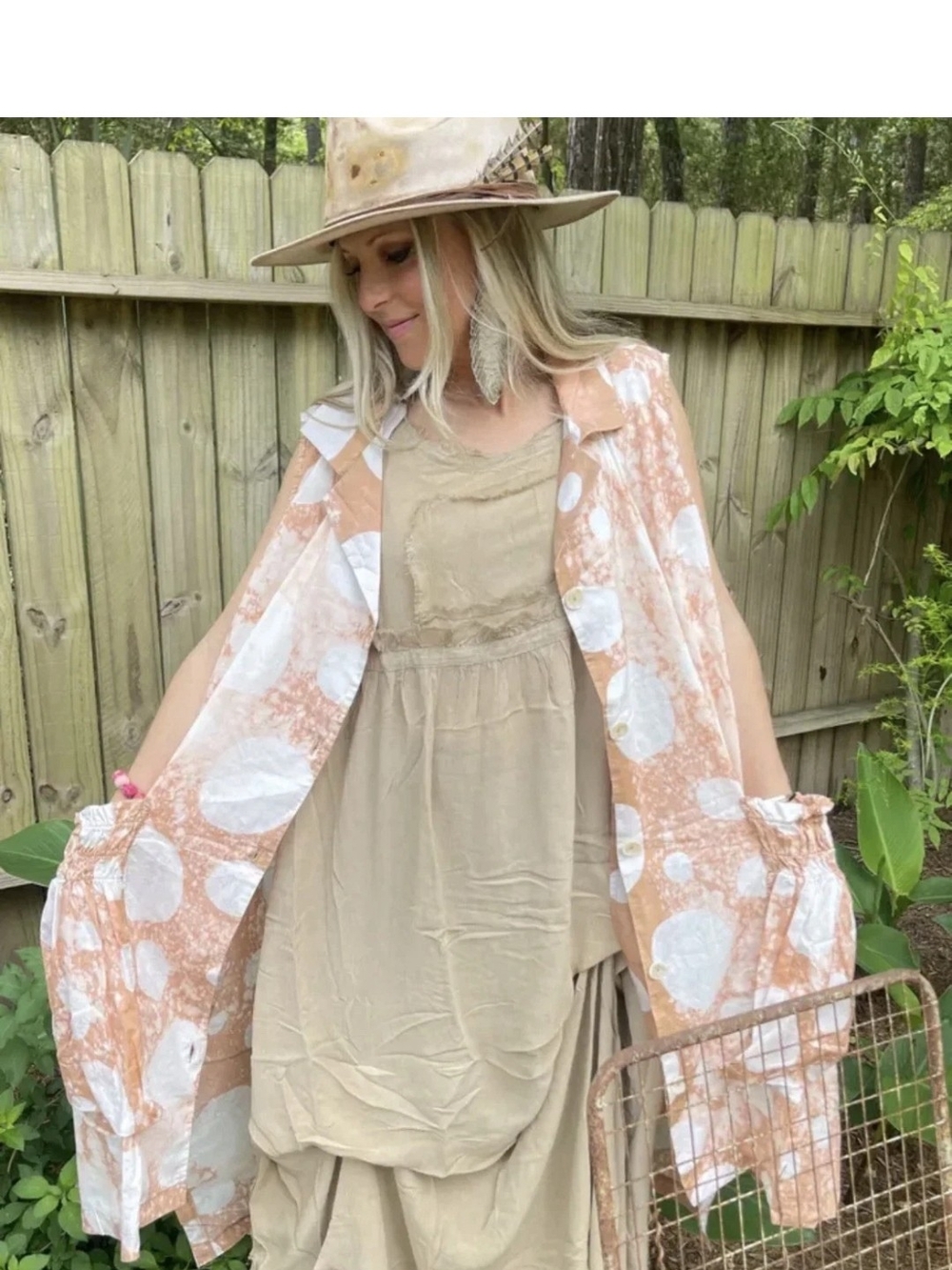 136p A Rare Bird Boho  Polka-Dot Lightweight Duster Tunic